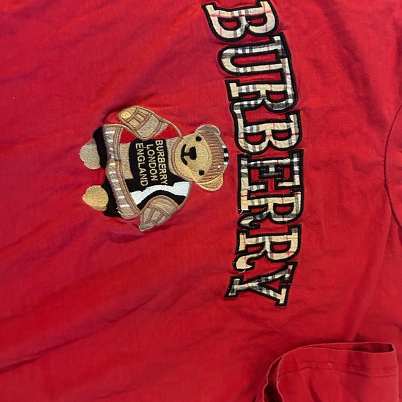 Burberry Red Tee with Bear Motif - Picture 4 of 5
